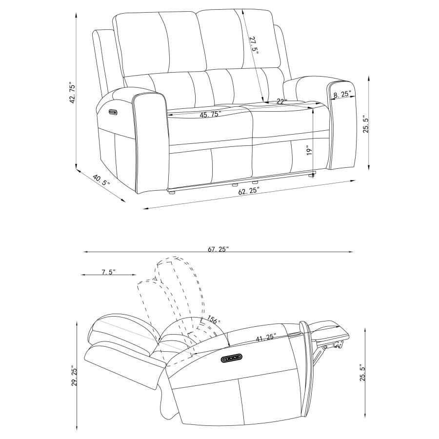 Modal Additional Images for Brickston 2-piece Triple Power Reclining Sofa Set Charcoal