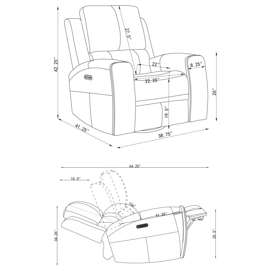 Modal Additional Images for Brickston 3-piece Triple Power Reclining Sofa Set Charcoal