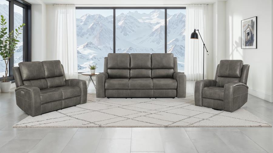 Modal Additional Images for Brickston Triple Power Reclining Sofa Charcoal