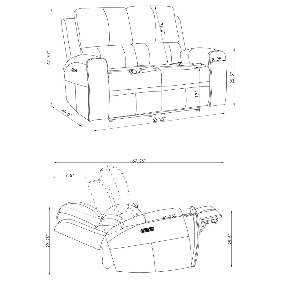 Modal Additional Images for Brickston 2-piece Triple Power Reclining Sofa Set Grey