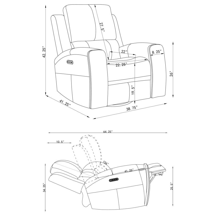Brickston Triple Power Swivel Glider Recliner Grey