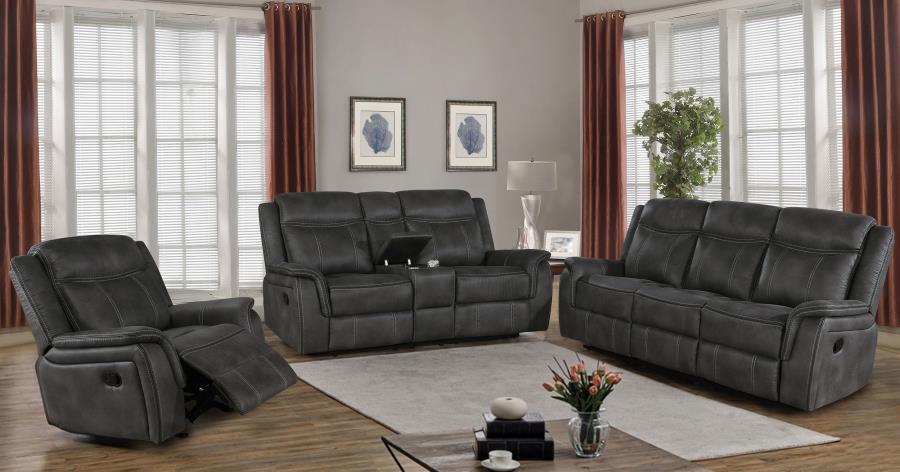Modal Additional Images for Lawrence Upholstered Padded Arm Reclining Sofa Charcoal