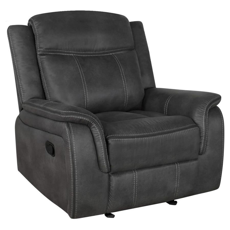 Lawrence Upholstered Padded Arm Glider Recliner Charcoal (image for) Lawrence Upholstered Padded Arm Glider Recliner Charcoal