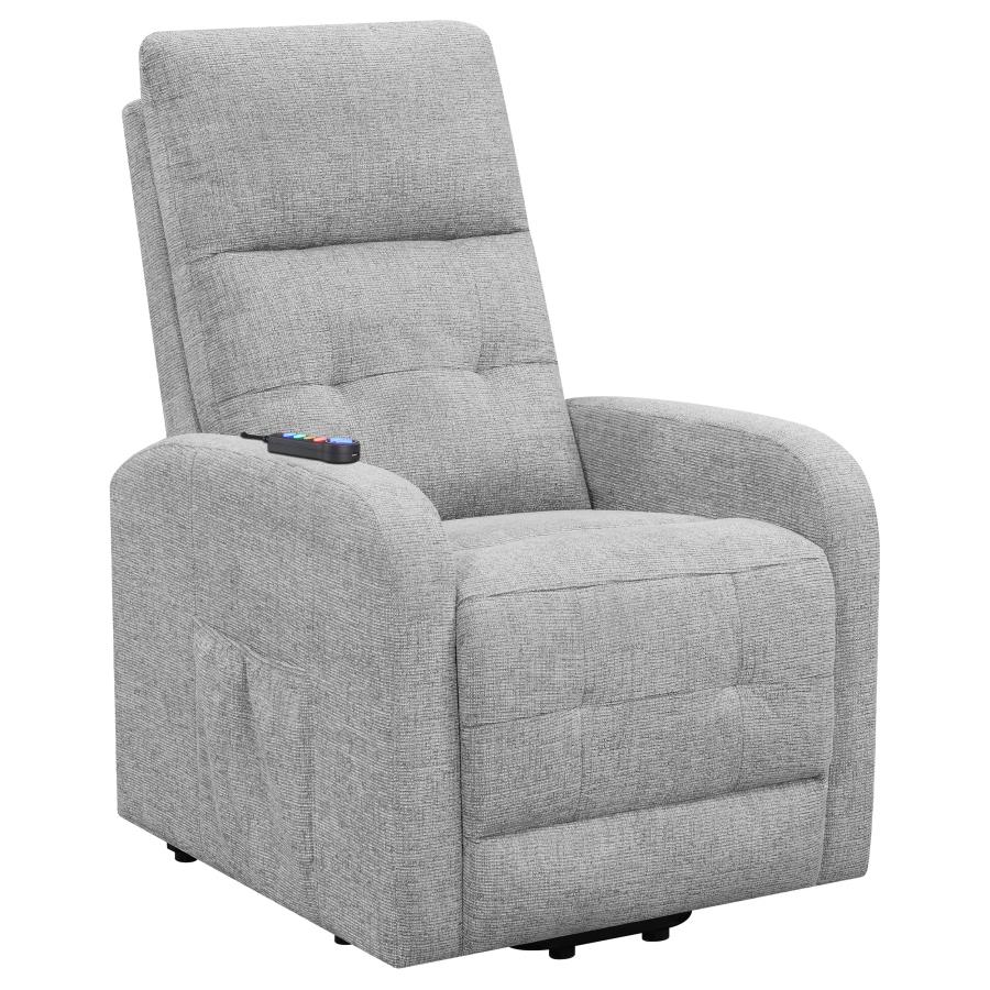 Howie Upholstered Power Lift Massage Chair Grey (image for) Howie Upholstered Power Lift Massage Chair Grey