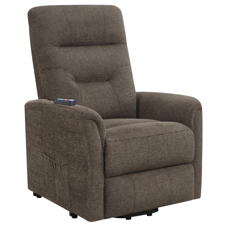 Henrietta Upholstered Power Lift Massage Chair Brown (image for) Henrietta Upholstered Power Lift Massage Chair Brown