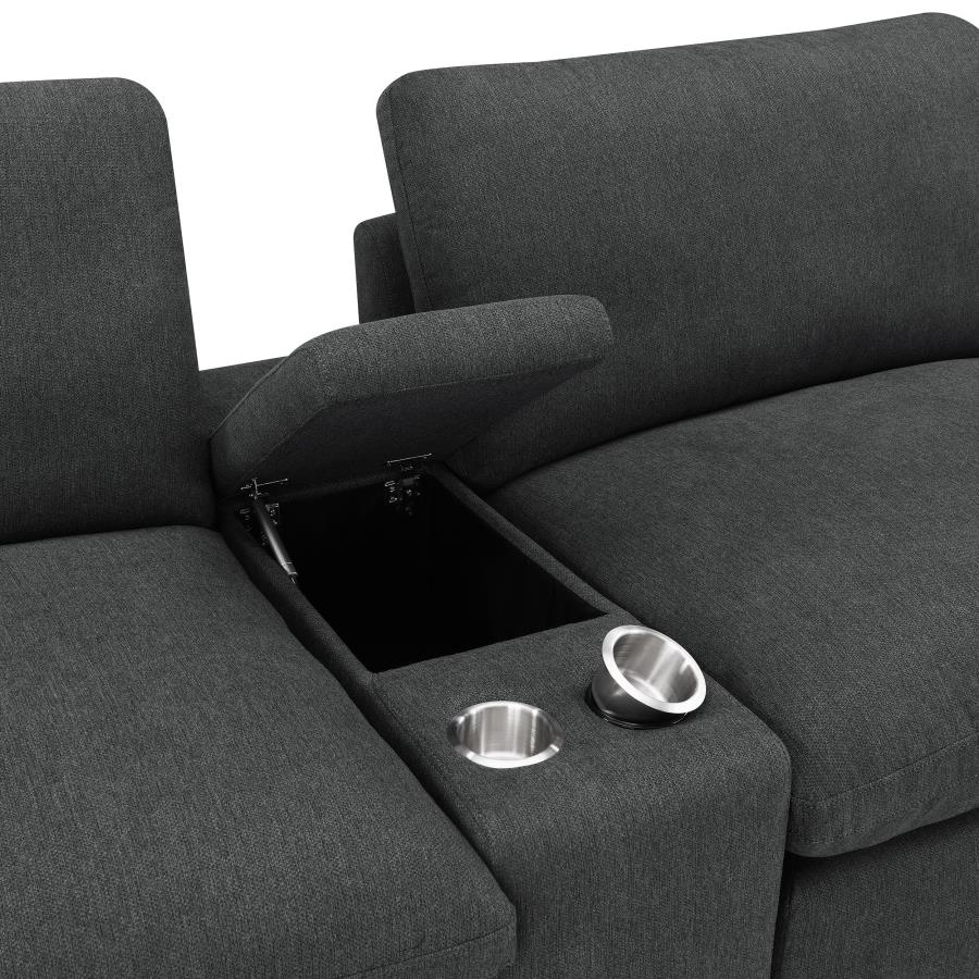 Collins Upholstered Modular Storage Console Dark Grey