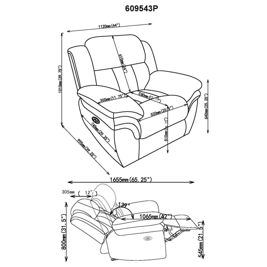 Bahrain Upholstered Power Glider Recliner Charcoal