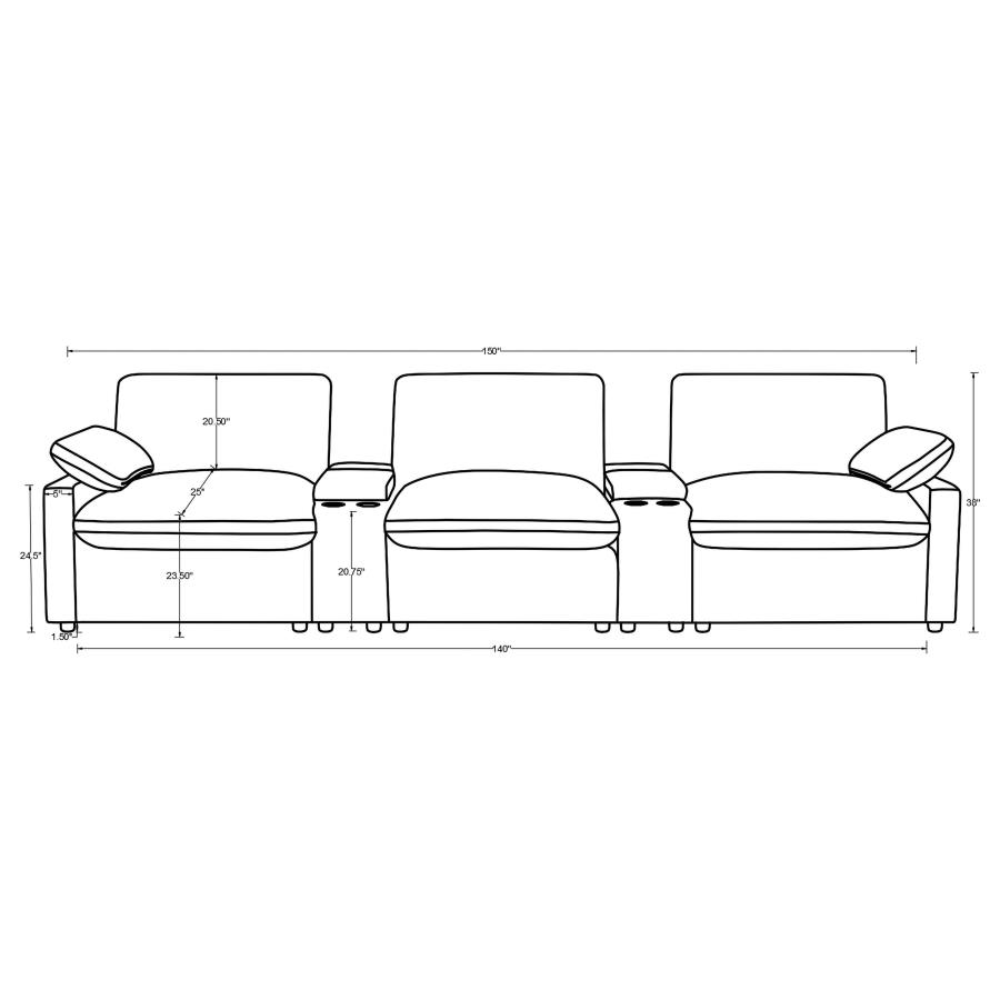 Modal Additional Images for Collins 5-Piece Power Reclining Home Theater Seating Grey