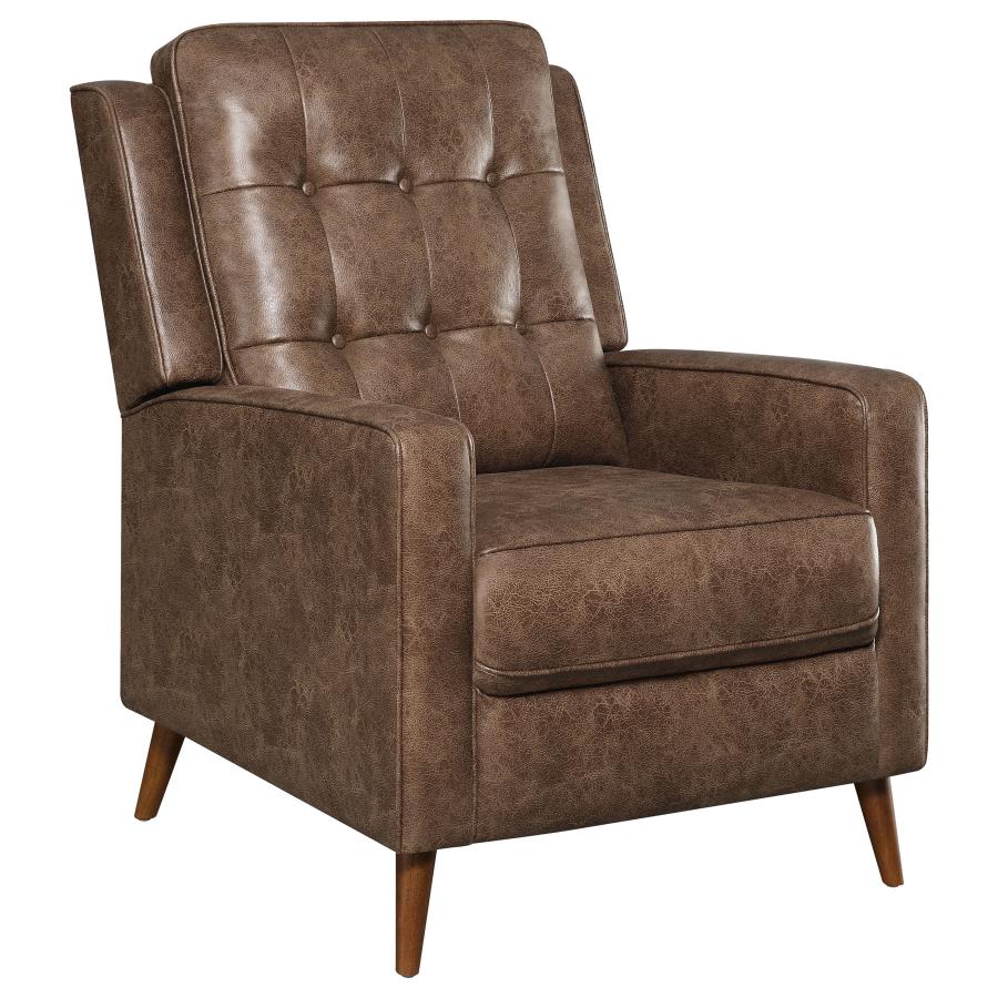Davidson Upholstered Tufted Push Back Recliner Brown (image for) Davidson Upholstered Tufted Push Back Recliner Brown
