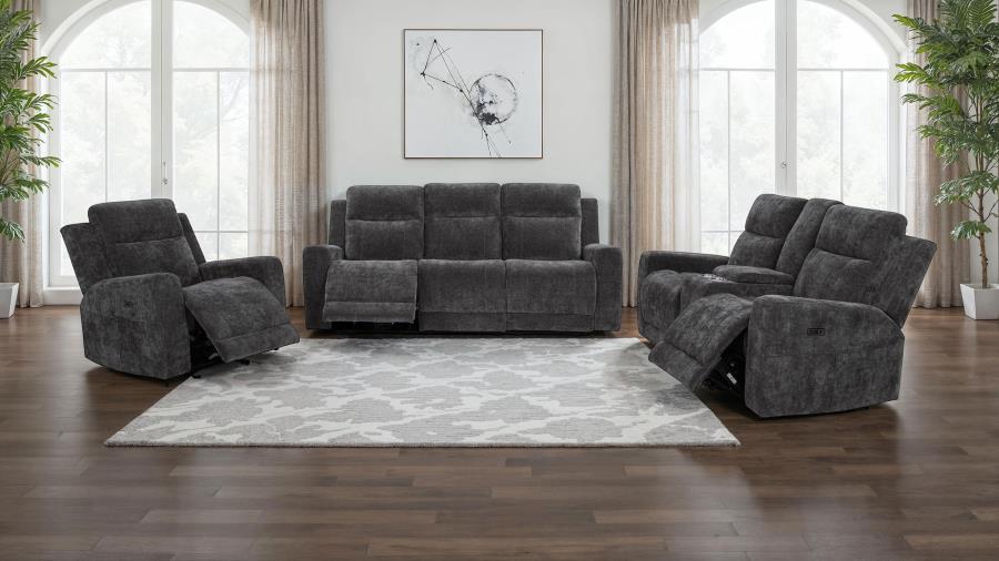 Modal Additional Images for Kennett Chenille Upholstered Power Recliner Chair Dark Grey