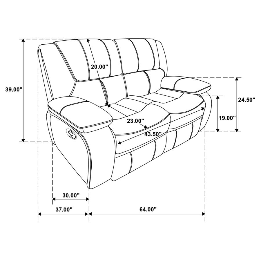 Modal Additional Images for Camila 2-piece Upholstered Reclining Sofa Set Red