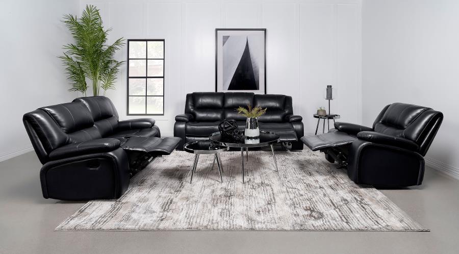 Modal Additional Images for Camila Upholstered Motion Reclining Sofa Black