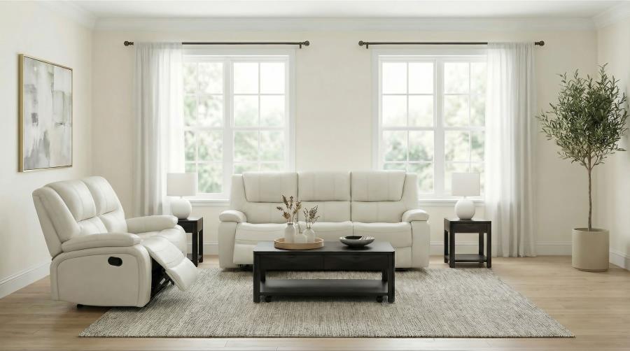 (image for) Camila 2-piece Upholstered Reclining Sofa Set White