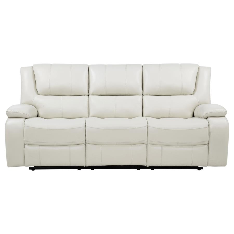 Camila Upholstered Motion Reclining Sofa White