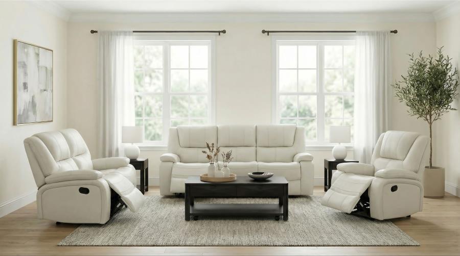 Modal Additional Images for Camila Upholstered Motion Reclining Sofa White