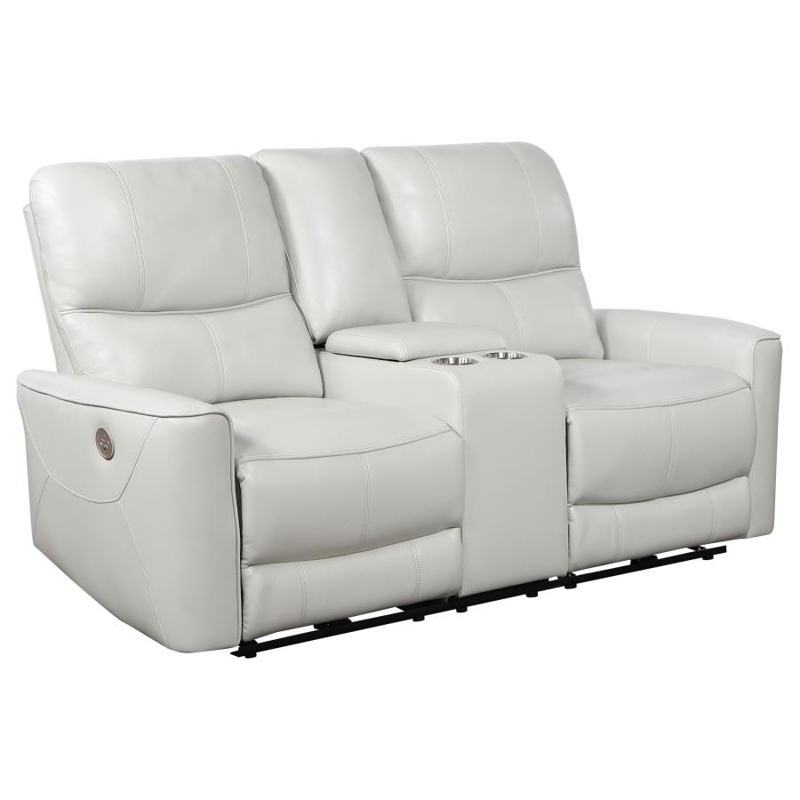 (image for) Greenfield Upholstered Power Reclining Loveseat Dove Grey