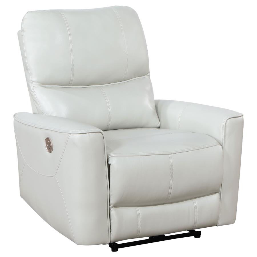 Greenfield Upholstered Power Recliner Chair Ivory (image for) Greenfield Upholstered Power Recliner Chair Ivory