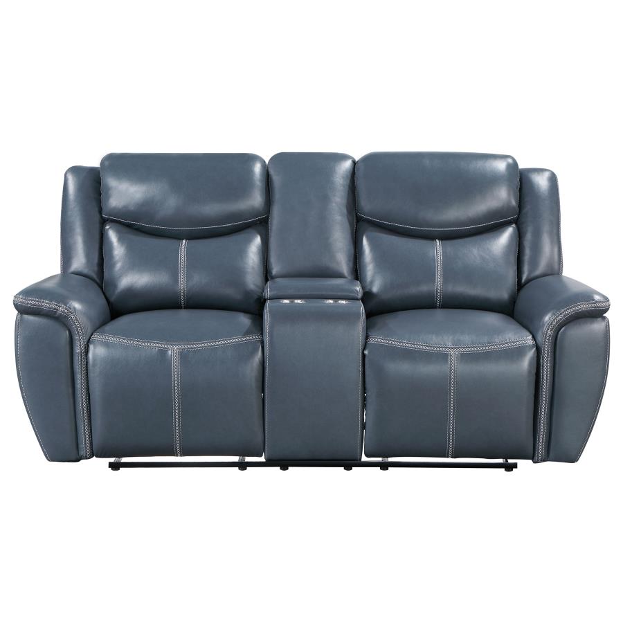 Sloane 2-piece Upholstered Reclining Sofa Set Blue