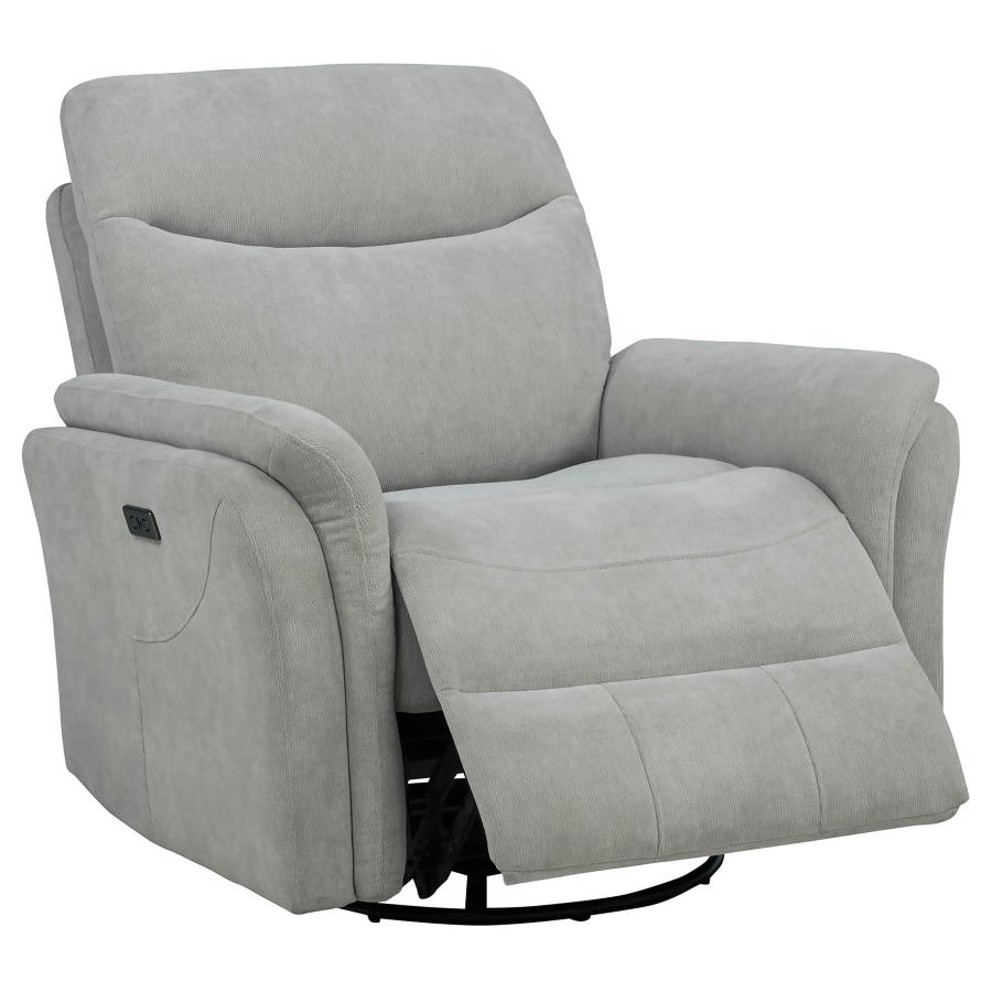 (image for) Adler Upholstered Power Swivel Glider Recliner Greige