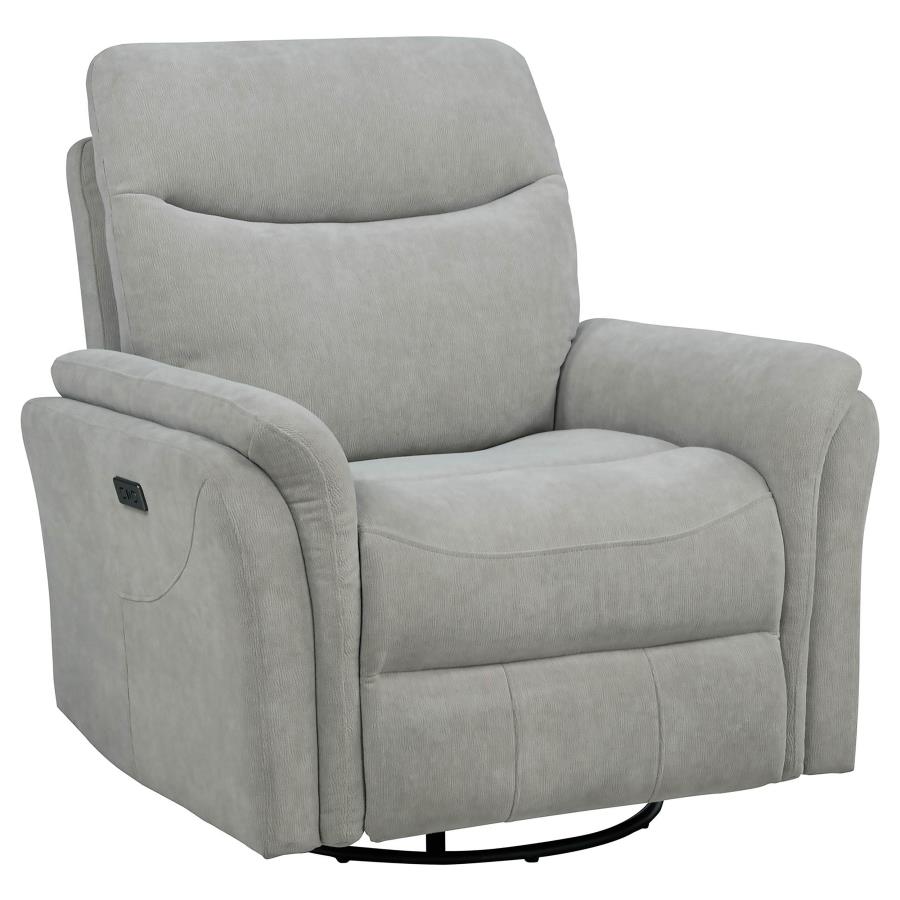 Adler Upholstered Power Swivel Glider Recliner Greige