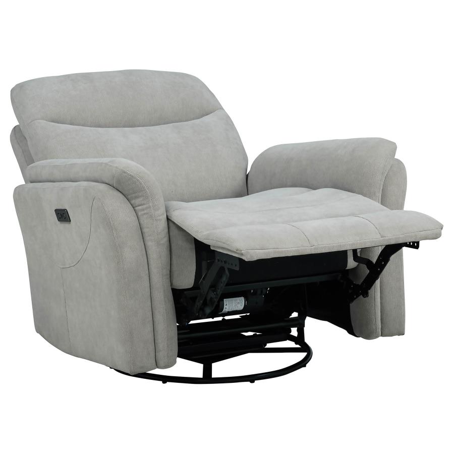 Adler Upholstered Power Swivel Glider Recliner Greige