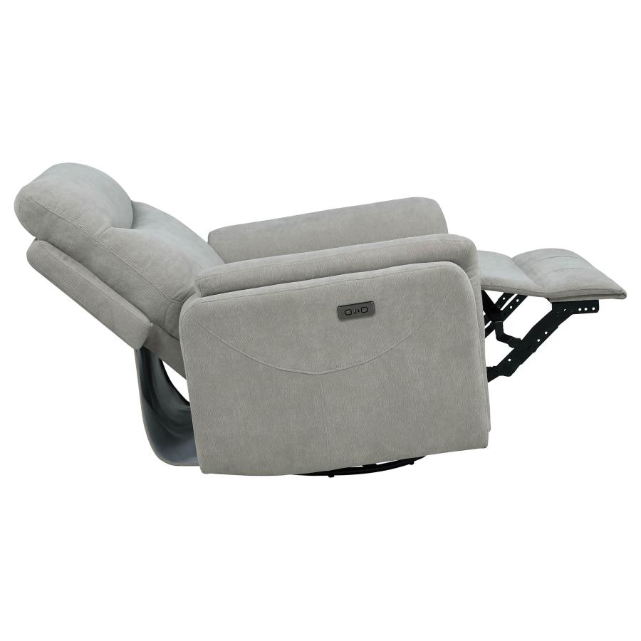 Adler Upholstered Power Swivel Glider Recliner Greige