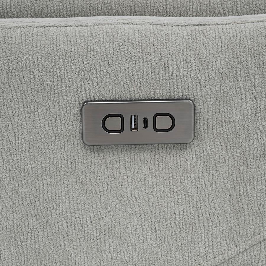 Adler Upholstered Power Swivel Glider Recliner Greige