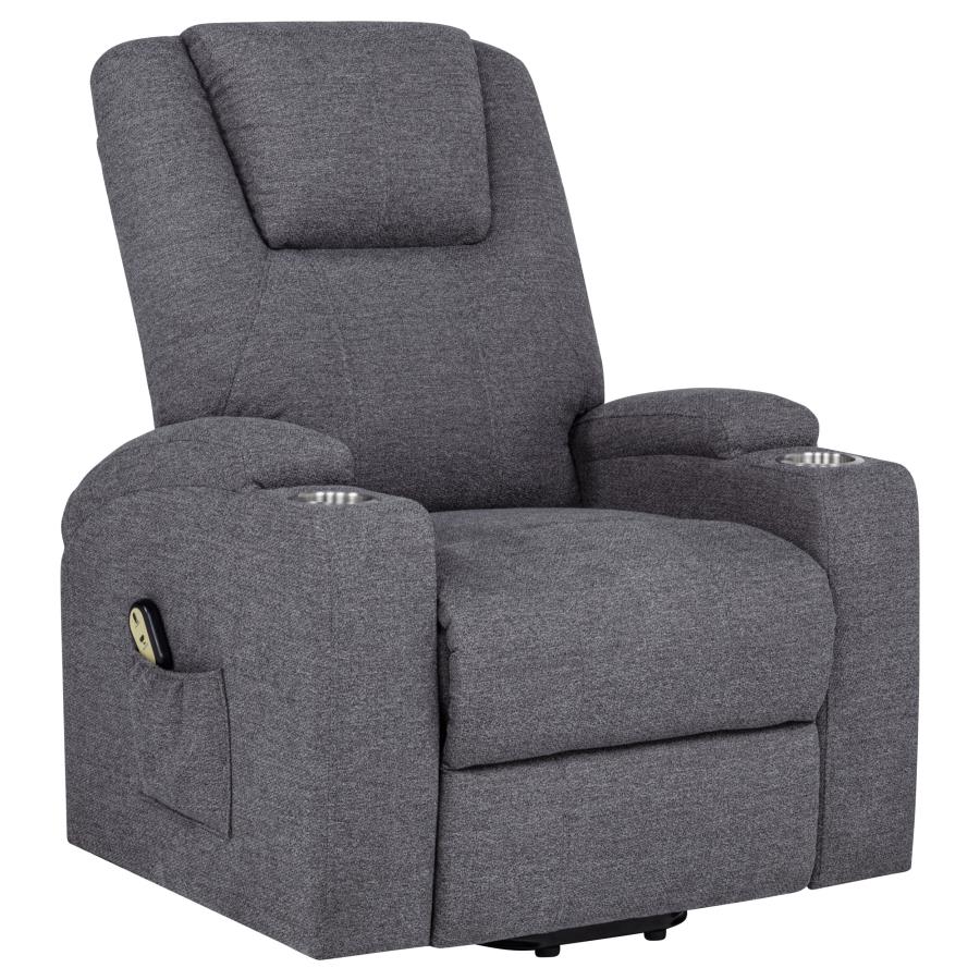 (image for) Louie Chenille Upholstered Power Lift Massage Chair Grey
