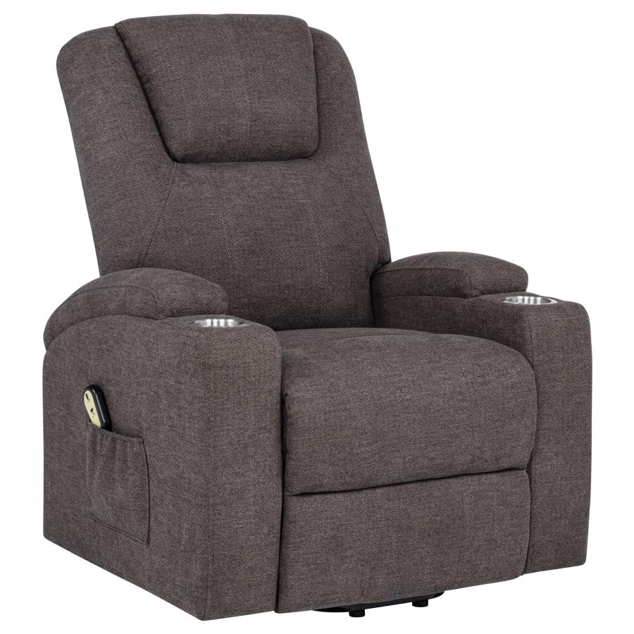 (image for) Louie Chenille Upholstered Power Lift Massage Chair Brown