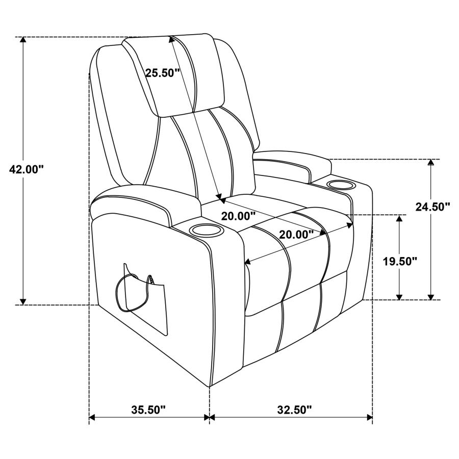 Modal Additional Images for Louie Chenille Upholstered Power Lift Massage Chair Brown