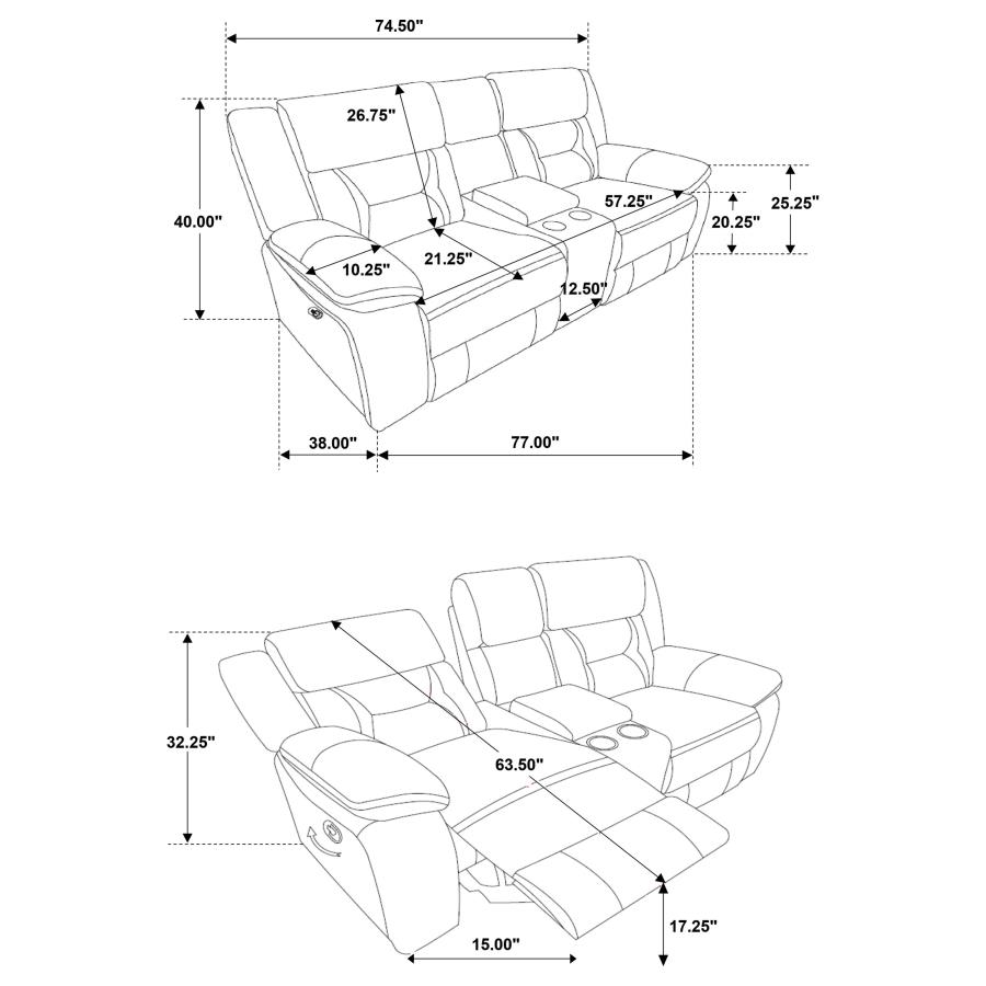 Modal Additional Images for Greer 2-piece Upholstered Reclining Sofa Set Brown