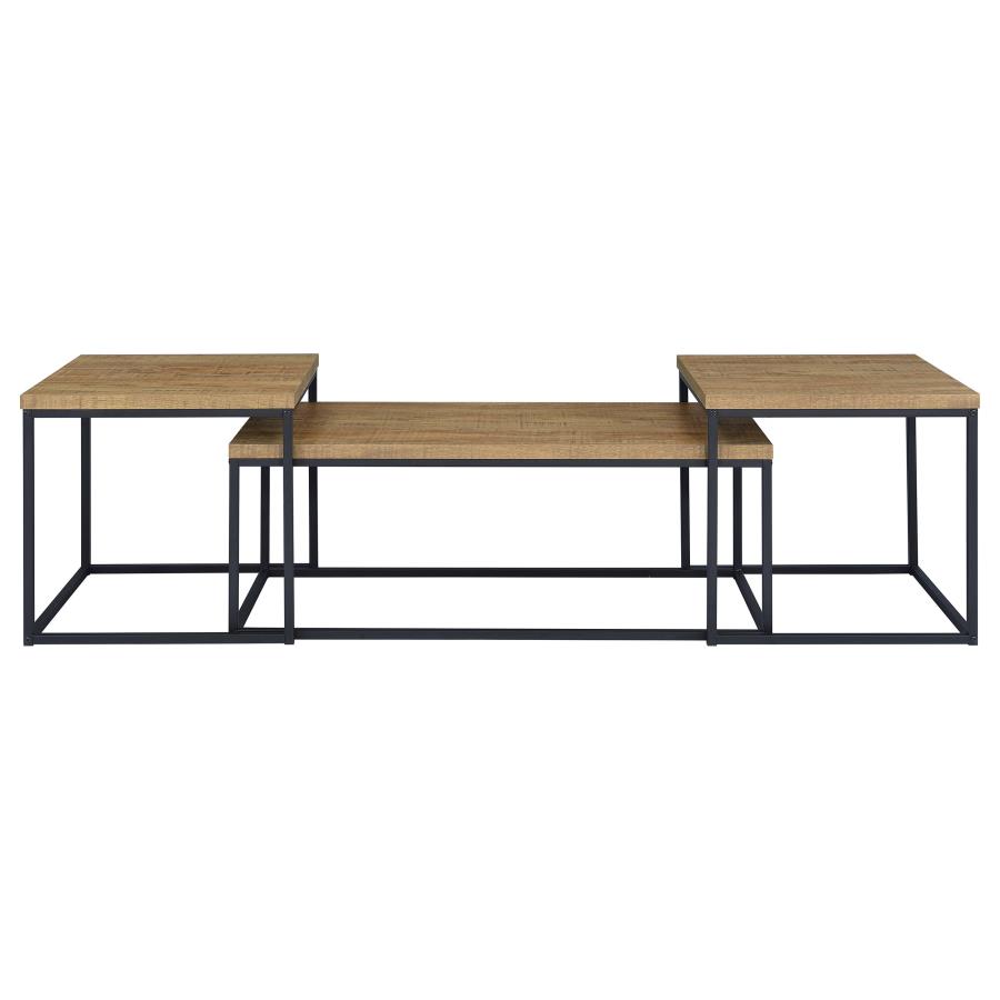 Straden 3-piece Engineered Wood Coffee Table Set Mango and Black