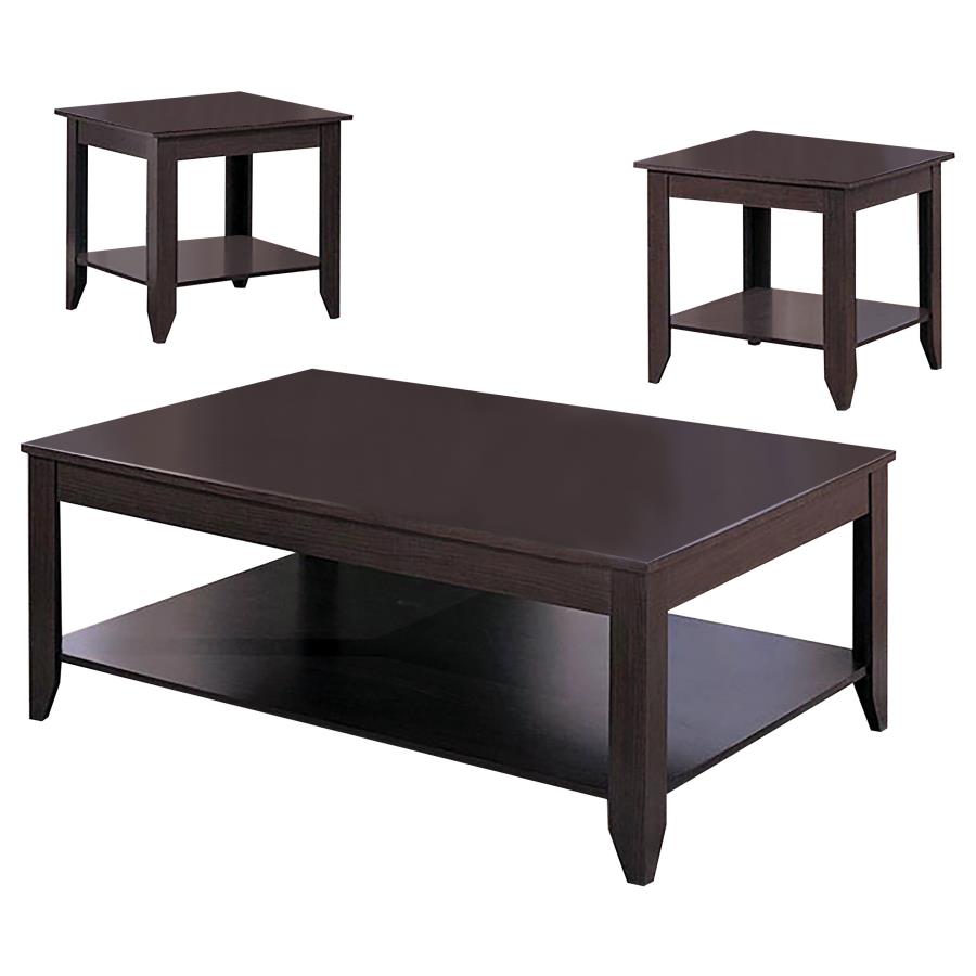 Brooks 3-piece Rectangular Coffee Table Set Cappuccino (image for) Brooks 3-piece Rectangular Coffee Table Set Cappuccino