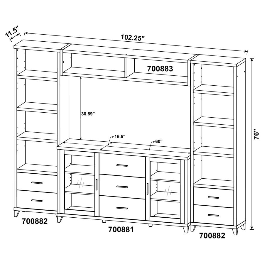 Modal Additional Images for Lewes 4-piece 60-inch TV Entertainment Center Cappuccino