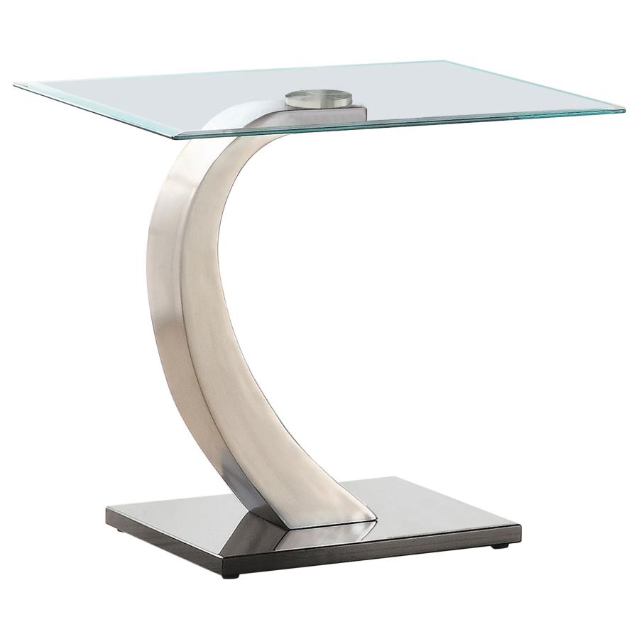 Pruitt Rectangular Glass Top Metal End Table Satin Silver (image for) Pruitt Rectangular Glass Top Metal End Table Satin Silver