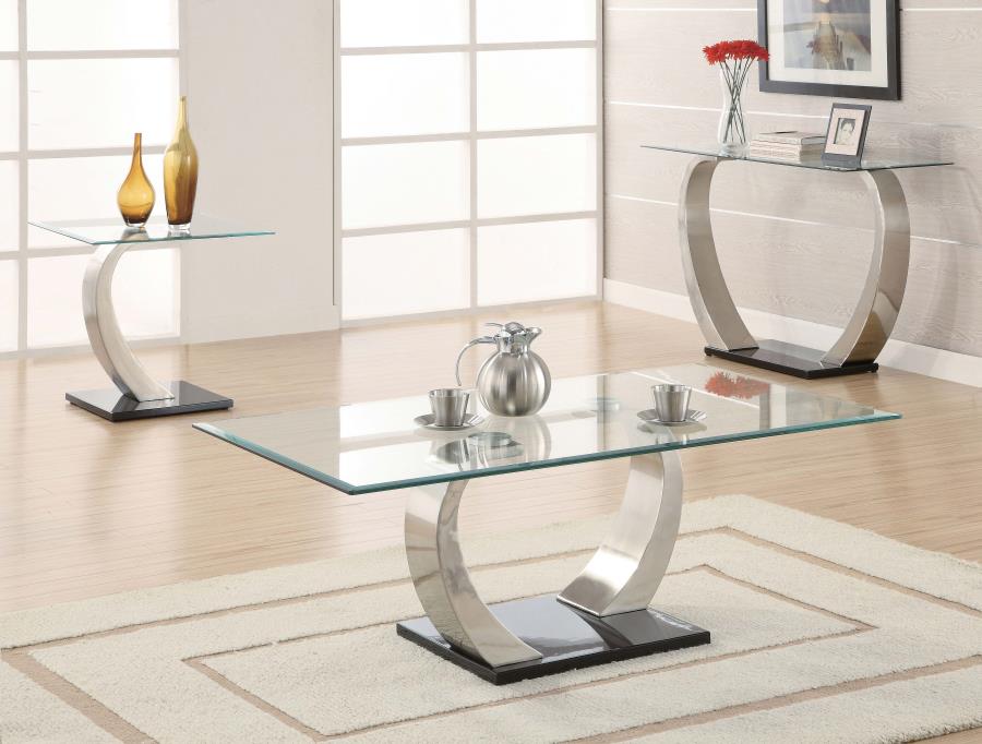 Modal Additional Images for Pruitt Rectangular Glass Top Metal End Table Satin Silver