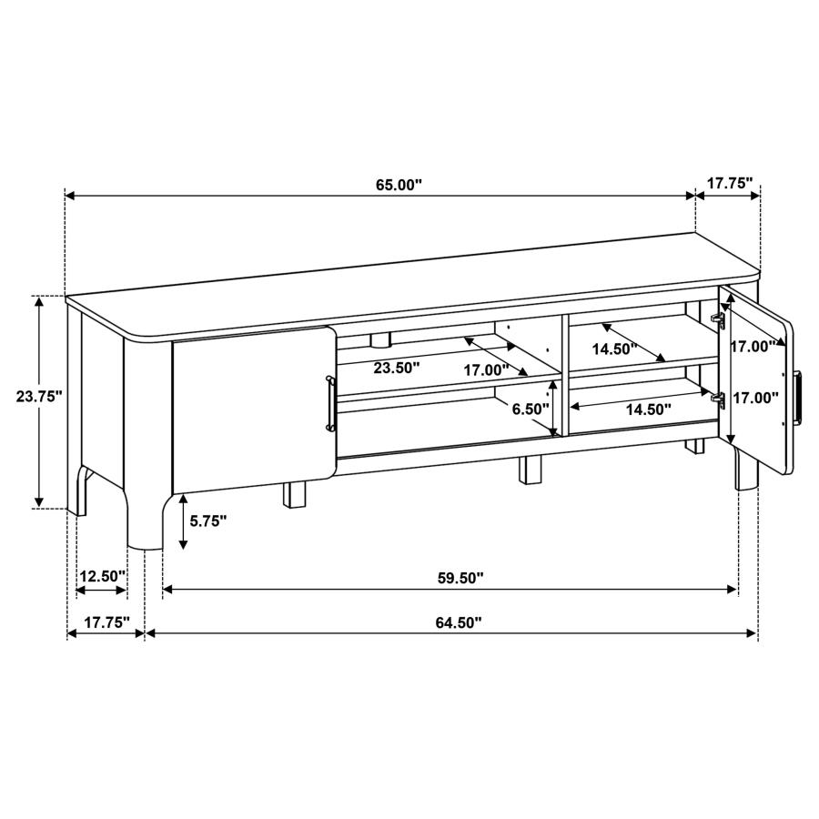 Modal Additional Images for Rowe 65-inch 2-door Wood TV Stand Media Console Light Oak