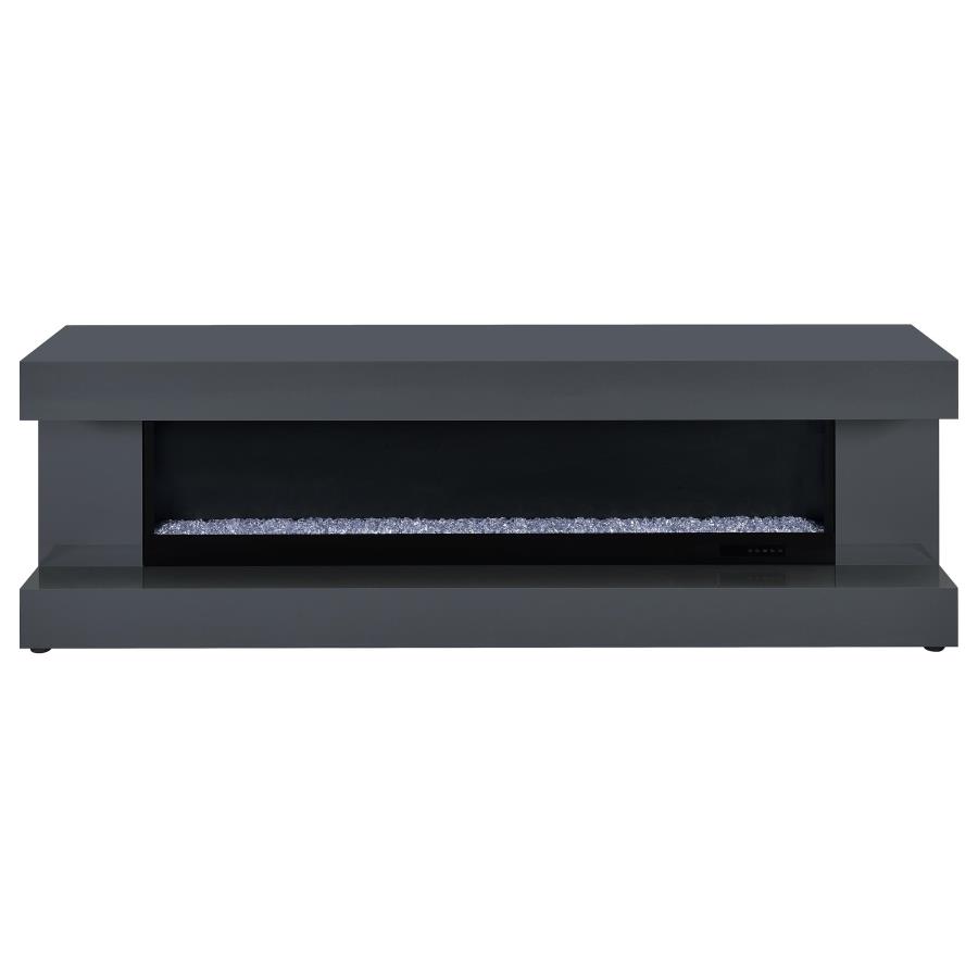 Mallory TV Stand Fireplace Console Bluetooth Speaker Grey High Gloss