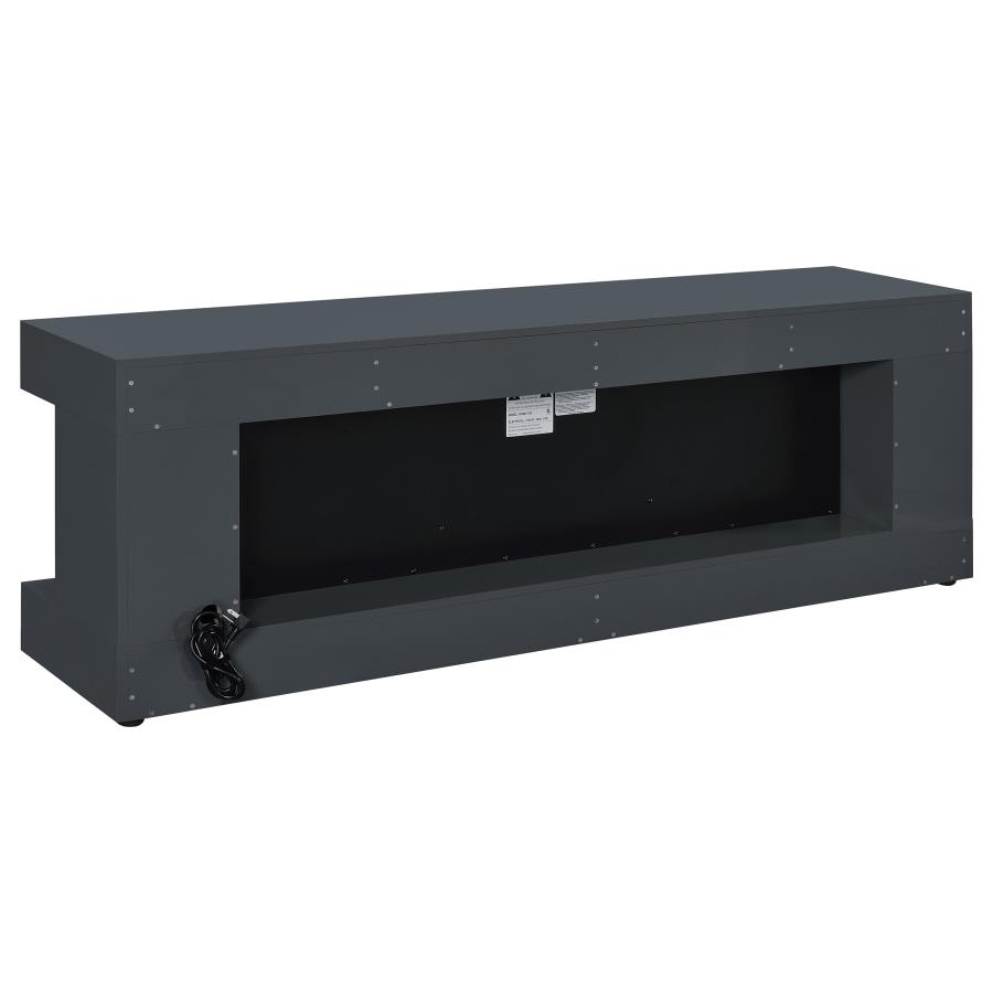 Mallory TV Stand Fireplace Console Bluetooth Speaker Grey High Gloss
