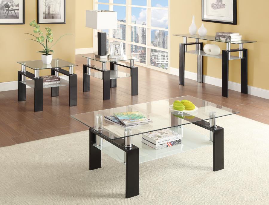 Modal Additional Images for Dyer 1-shelf Square Glass Top Side End Table Black
