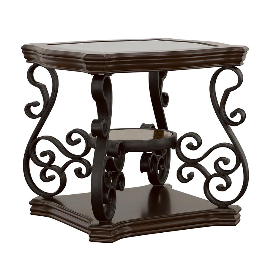 Laney 1-shelf Glass Top Rectangular End Table Deep Merlot (image for) Laney 1-shelf Glass Top Rectangular End Table Deep Merlot