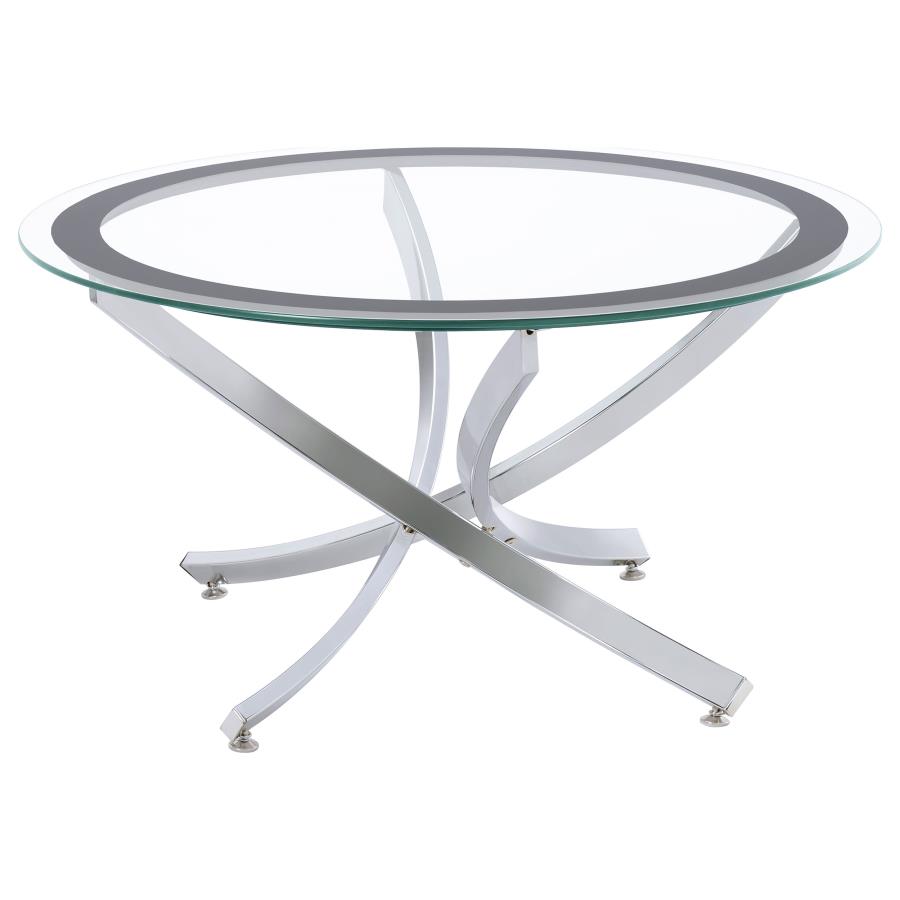Brooke 2-piece Round Glass Top Coffee Table Set Chrome