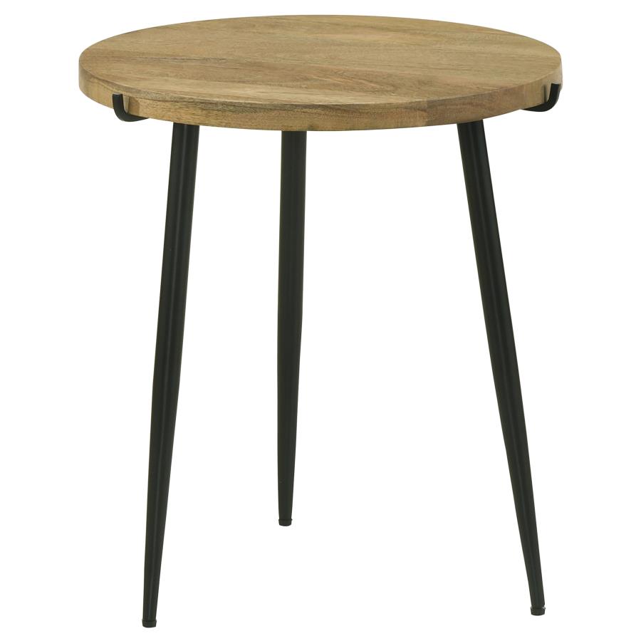 Pilar Round Solid Wood Top End Table Natural and Black (image for) Pilar Round Solid Wood Top End Table Natural and Black
