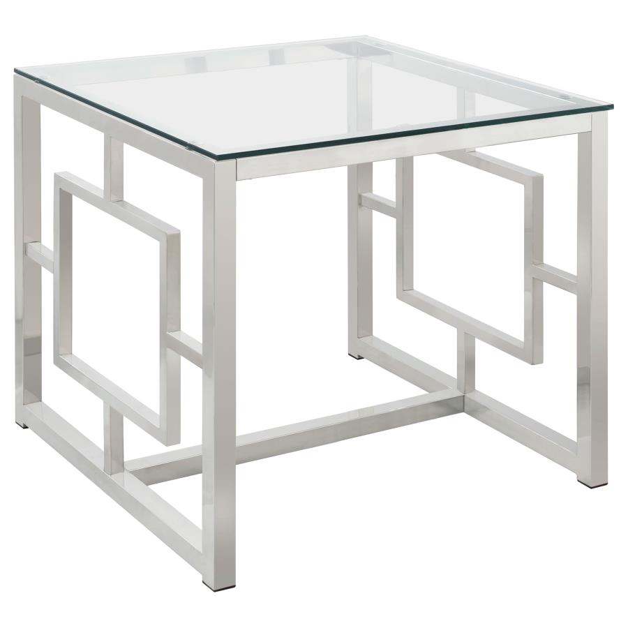 Merced Square Glass Top Side End Table Nickel (image for) Merced Square Glass Top Side End Table Nickel