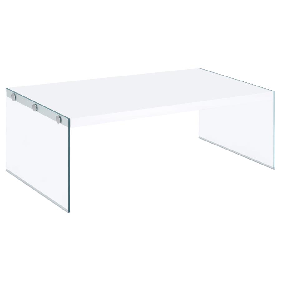 Opal Rectangular Glass Frame Coffee Table White High Gloss (image for) Opal Rectangular Glass Frame Coffee Table White High Gloss