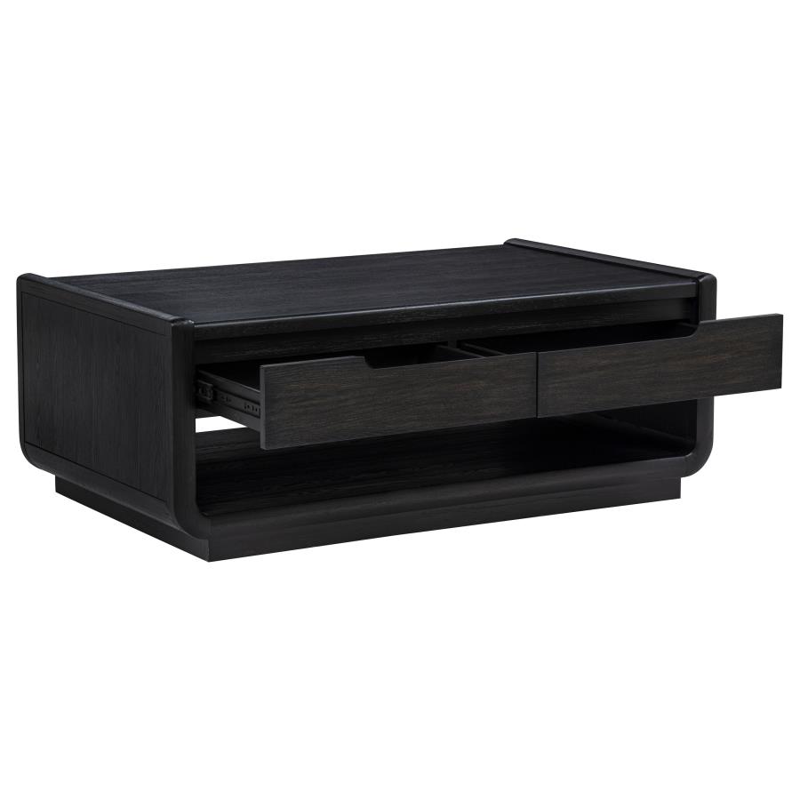 Leandro 2-piece Wood Coffee and End Table Set Burnished Black