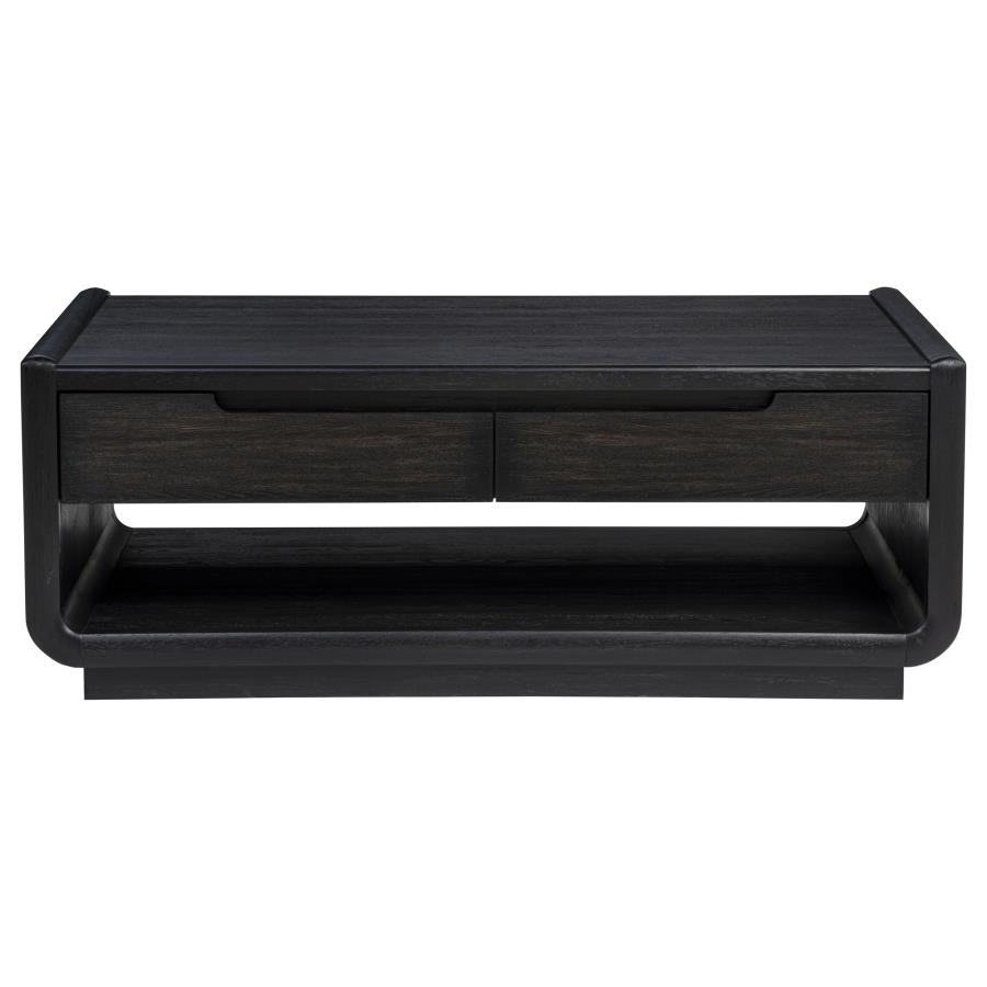 Leandro 2-piece Wood Coffee and End Table Set Burnished Black