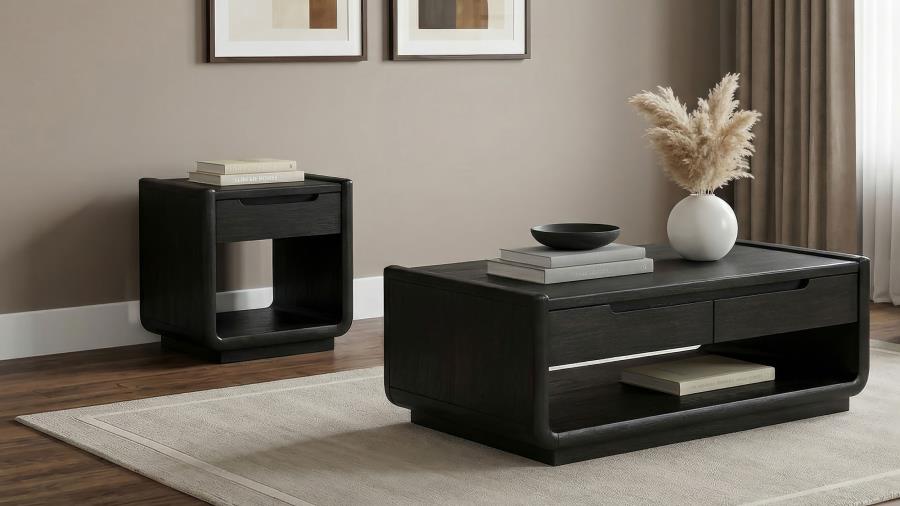 Modal Additional Images for Leandro 2-drawer Wood Cocktail Coffee Table Burnished Black