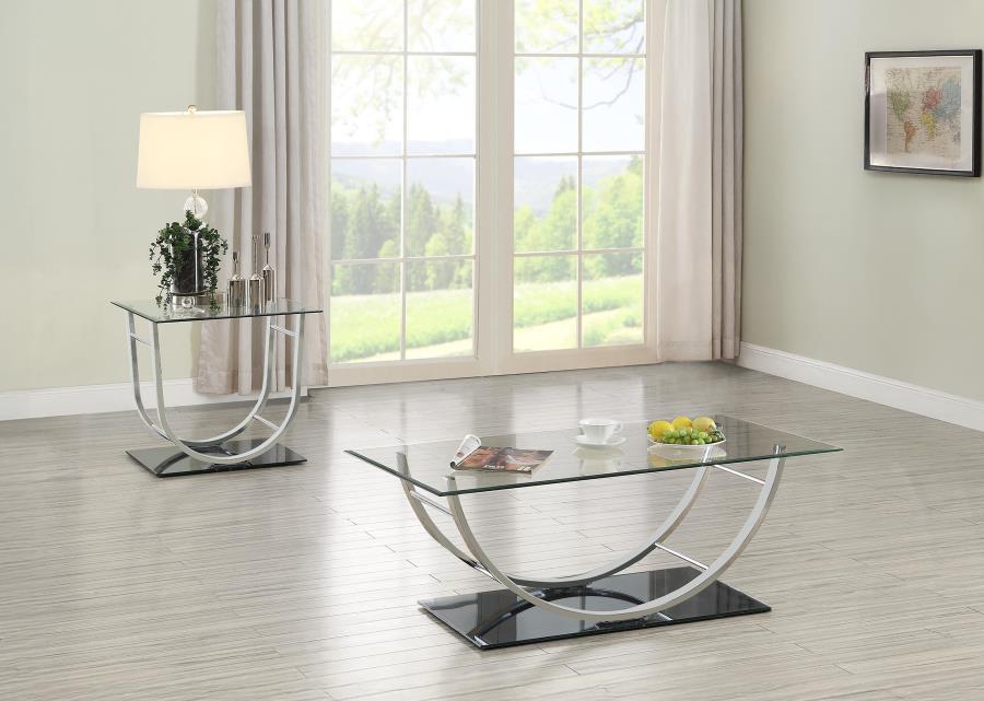 (image for) Danville 2-piece Glass Top Coffee and End Table Set Chrome