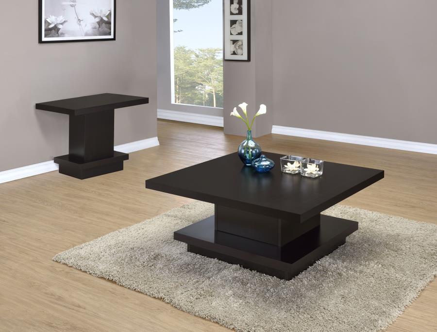 (image for) Reston 2-piece Square Coffee and End Table Set Cappuccino